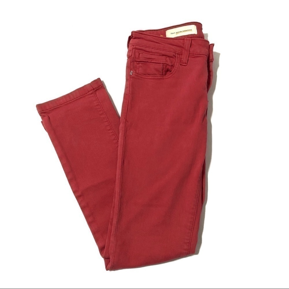 Pilcro And The Letterpress Red Skinny Ankle Sz 26 Jeans Women’s Red